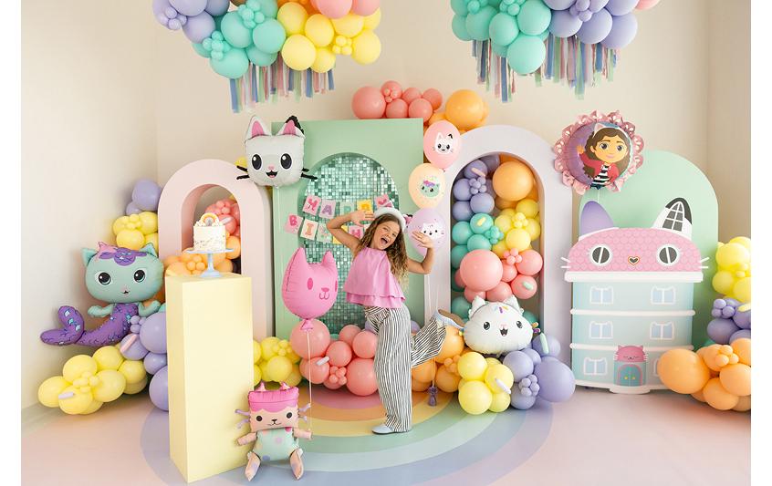 PartyDeco Folienballon Katze – Mehrfarbig – 80 × 82 cm – 1 Stk