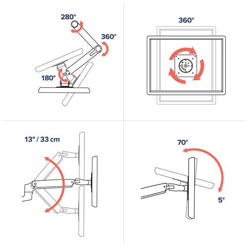 Ergotron LX – Monitorarm, Dual, bis 27", VESA 75 × 75/100 × 100 mm, Schwarz