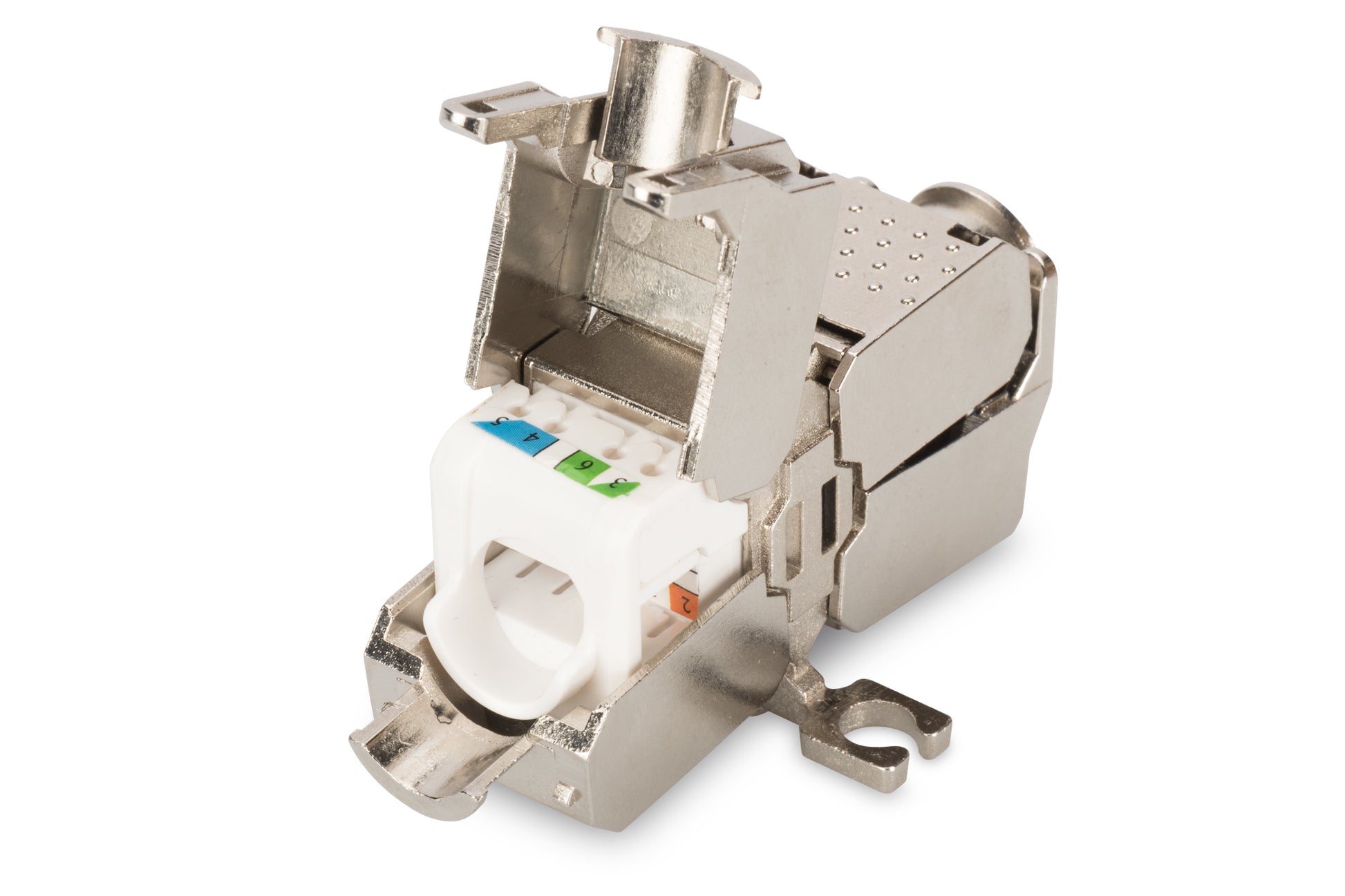 Digitus RJ-45-Kupplung – RJ-45, geschirmt, Cat6a, 500 MHz, 26×35×80 mm, metallisch