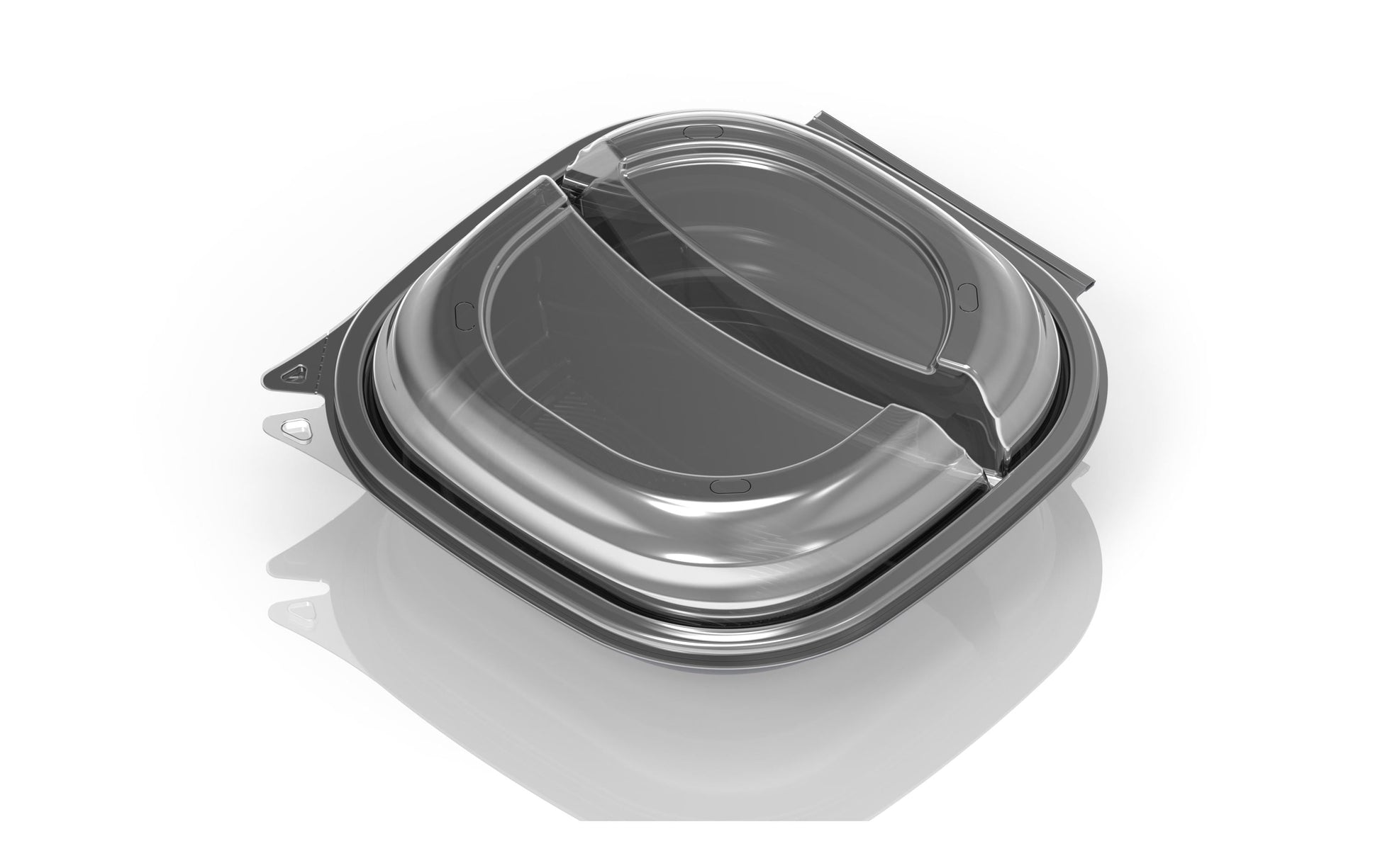 Duni Schale Vista, Polypropylen (PP), 2-geteilt – 670/460 ml, 22,9 × 22,9 × 8 cm, grau
