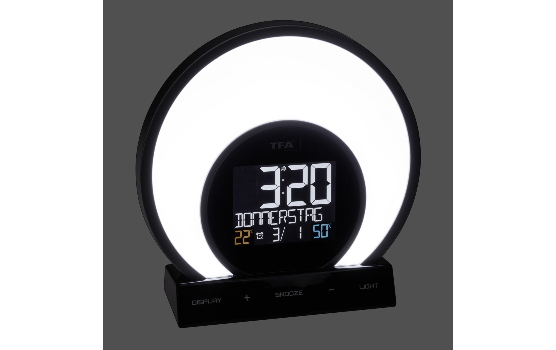 TFA-Dostmann TFA Dostmann Soluna Lichtwecker – digital – 6,8 × 17,5 × 17,0 cm, schwarz, Kunststoff, Lichtprojektion, USB