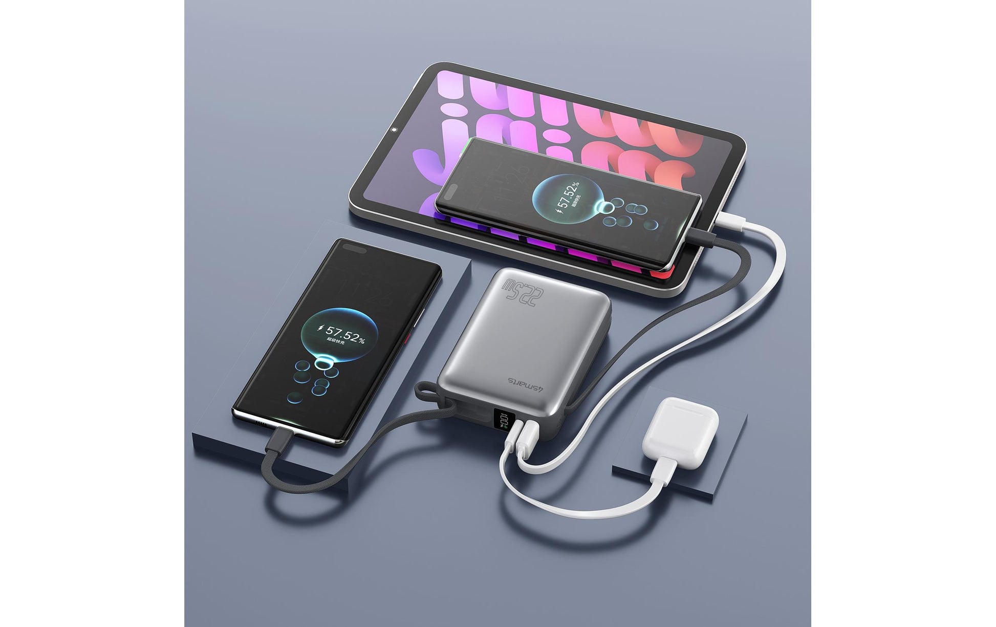 4smarts Powerbank 20000 mAh, PD 22,5 W, für Smartphones, Grau