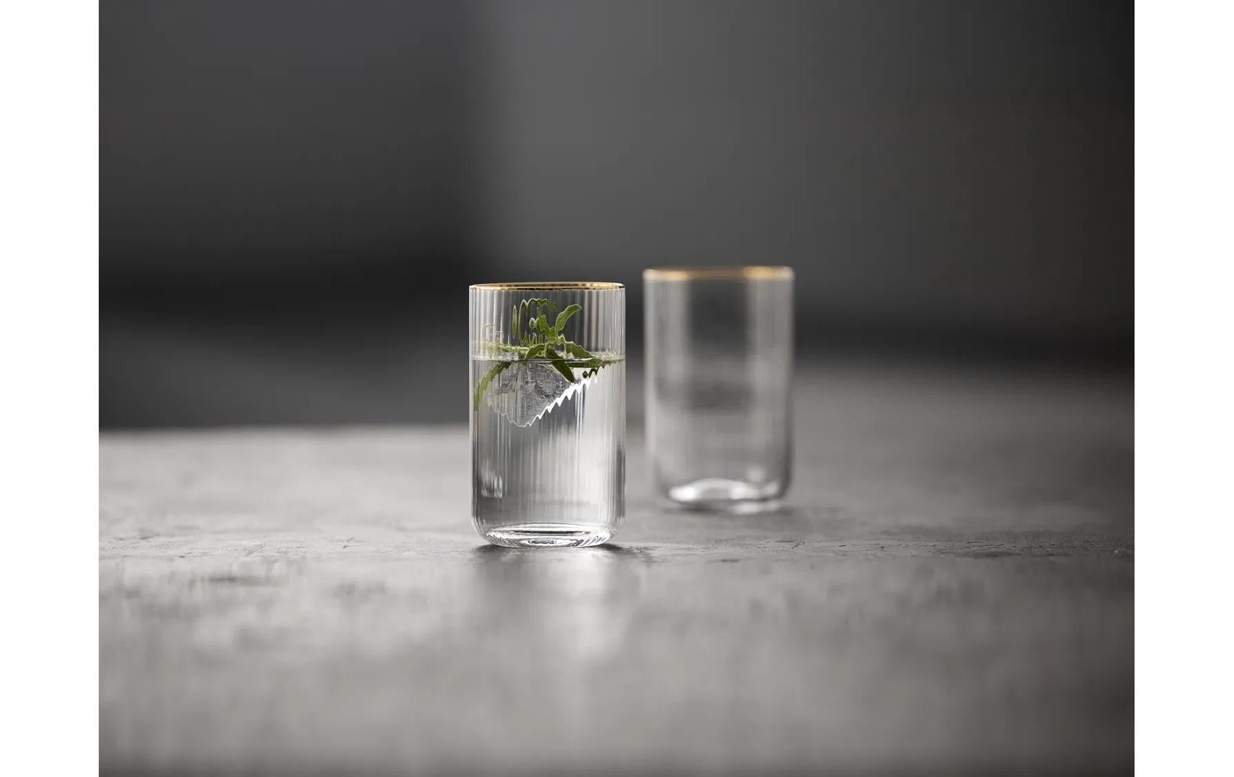 Lyngby Glas Trinkglas Palermo Gold – 4er Set, 500 ml, Ø 7,5 cm, Glas, Gold