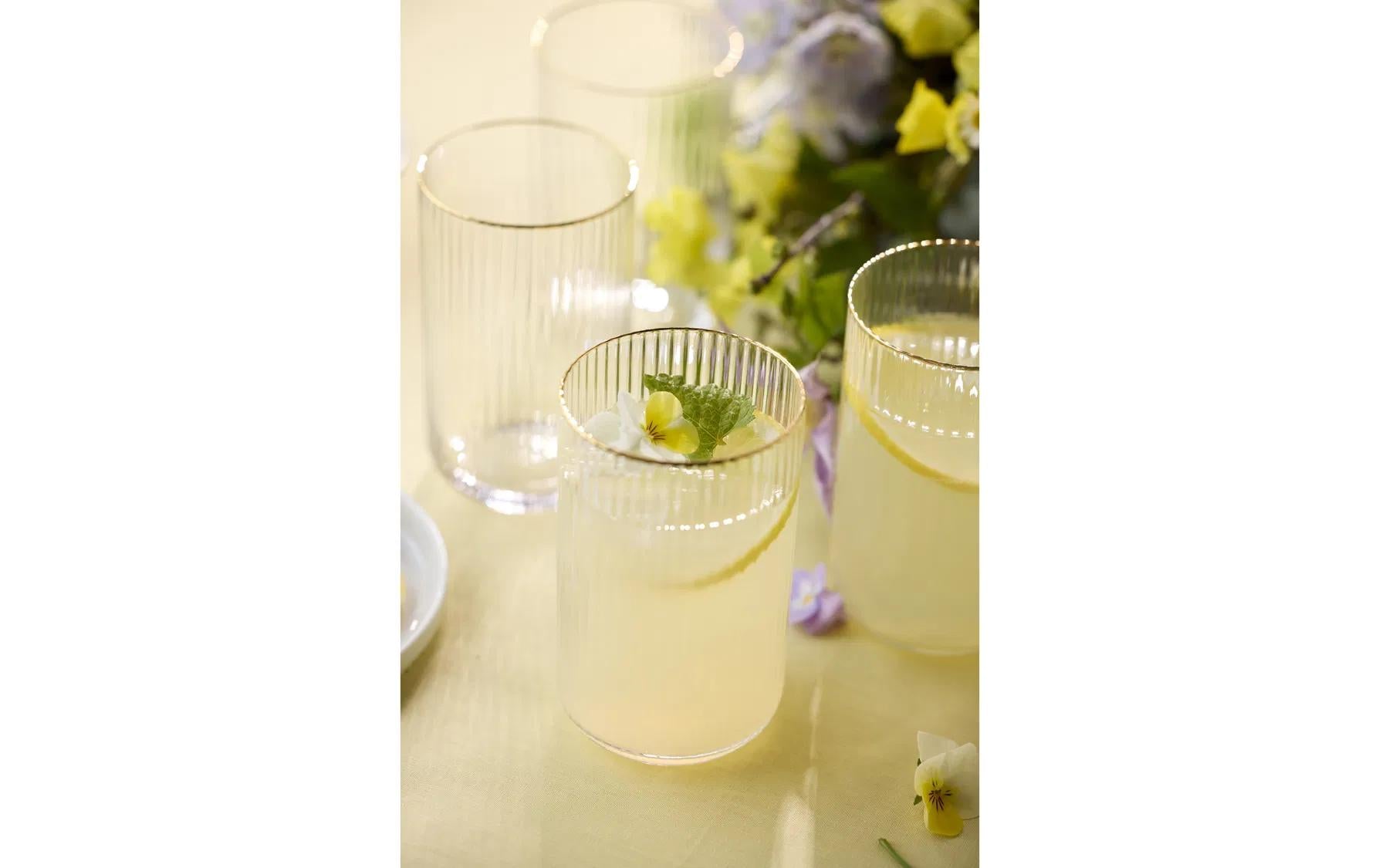 Lyngby Glas Trinkglas Palermo Gold – 4er Set, 500 ml, Ø 7,5 cm, Glas, Gold