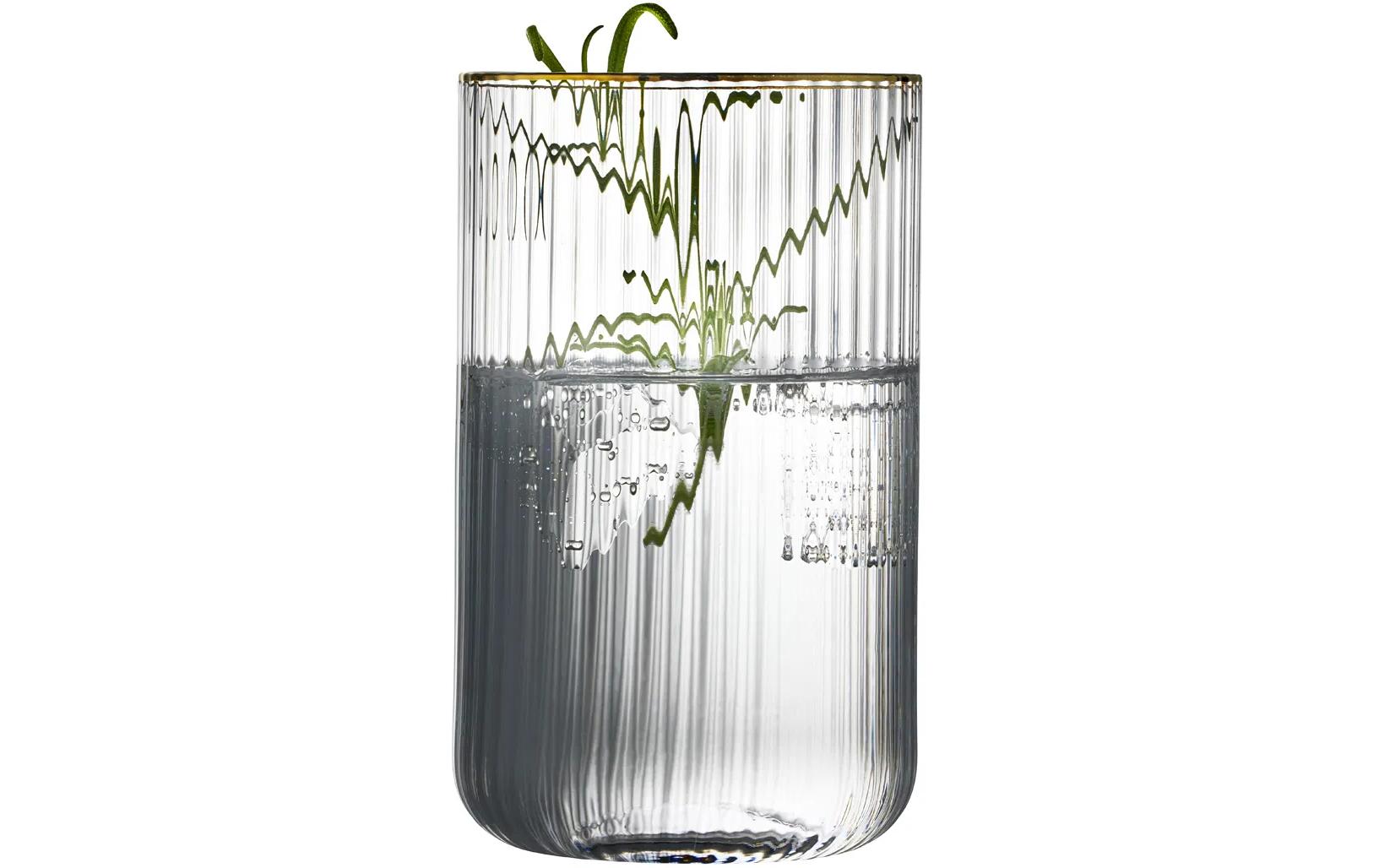 Lyngby Glas Trinkglas Palermo Gold – 4er Set, 500 ml, Ø 7,5 cm, Glas, Gold