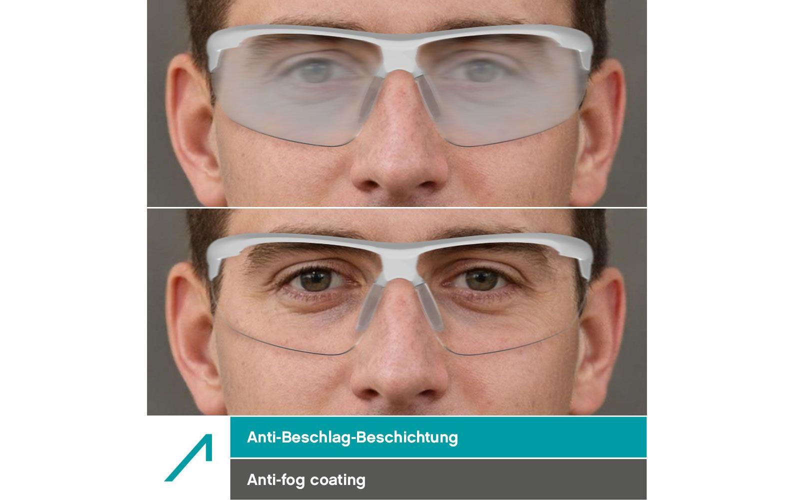 ACE Schutzbrille Evo – Transparent/Weiss, Polycarbonat, Nebelsicher, EN166, für Brillenträger
