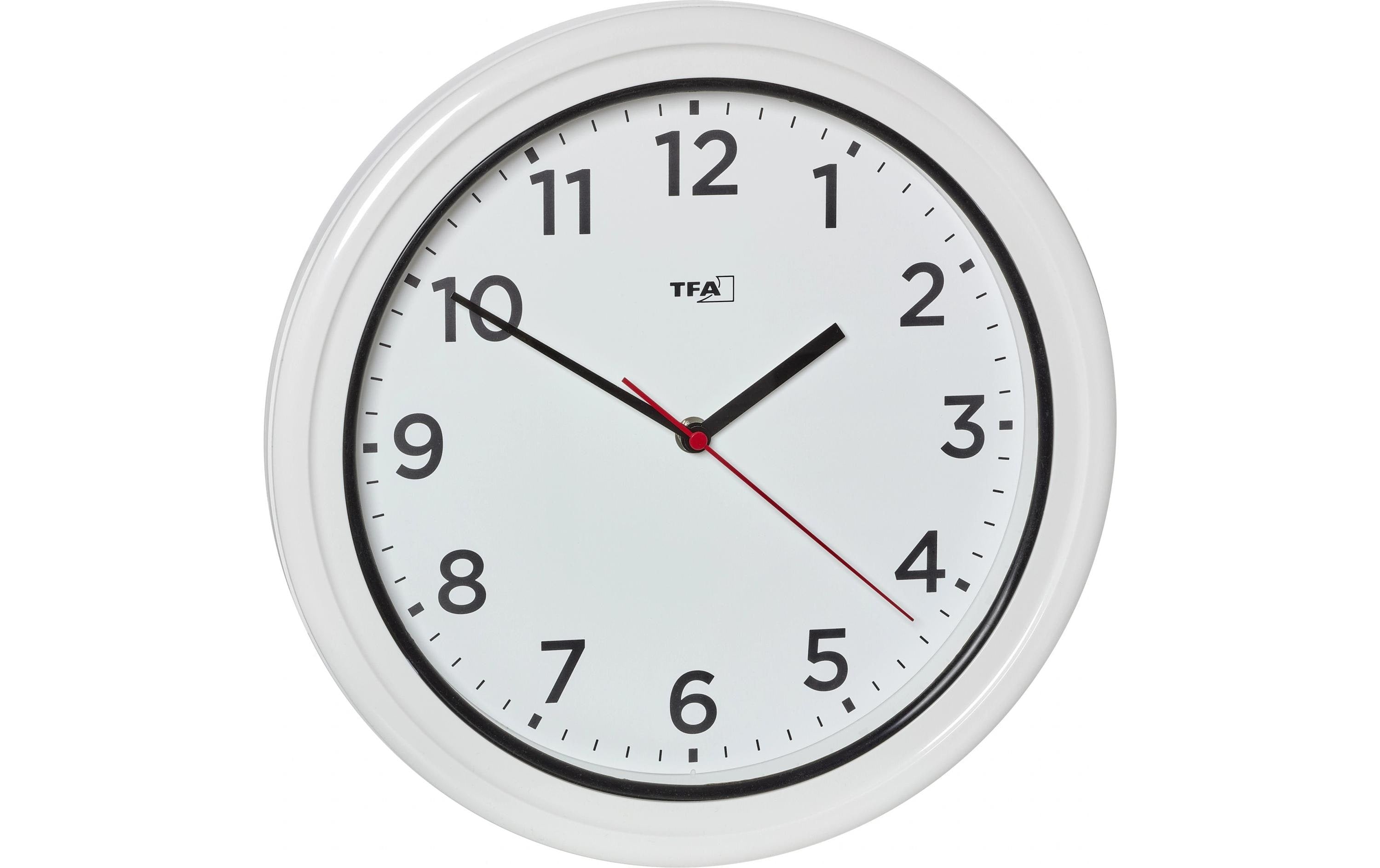 TFA-Dostmann TFA Dostmann Wanduhr – Aussenbereich, Analog, Hintergrundbeleuchtung, 5,2 × 33 × 33 cm, Weiss, Kunststoff