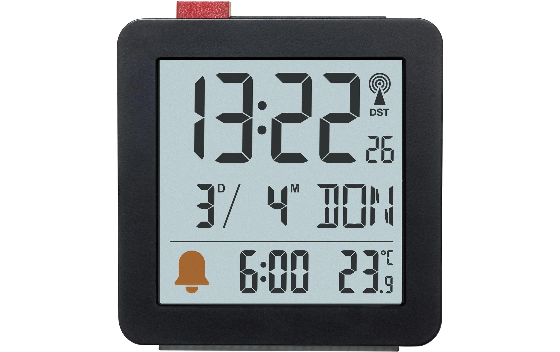 TFA-Dostmann TFA Dostmann Digitalwecker – Funk, Schlummerfunktion, Thermometer, 2,2 × 6,4 × 6,1 cm, Schwarz, Kunststoff