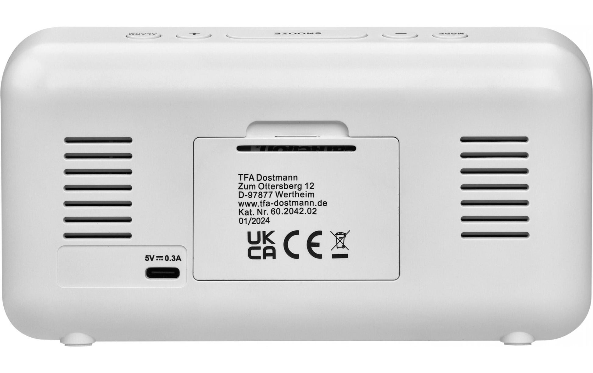 TFA-Dostmann TFA Dostmann Digitalwecker – USB, 5,6 × 8,2 × 16 cm, grau, Kunststoff
