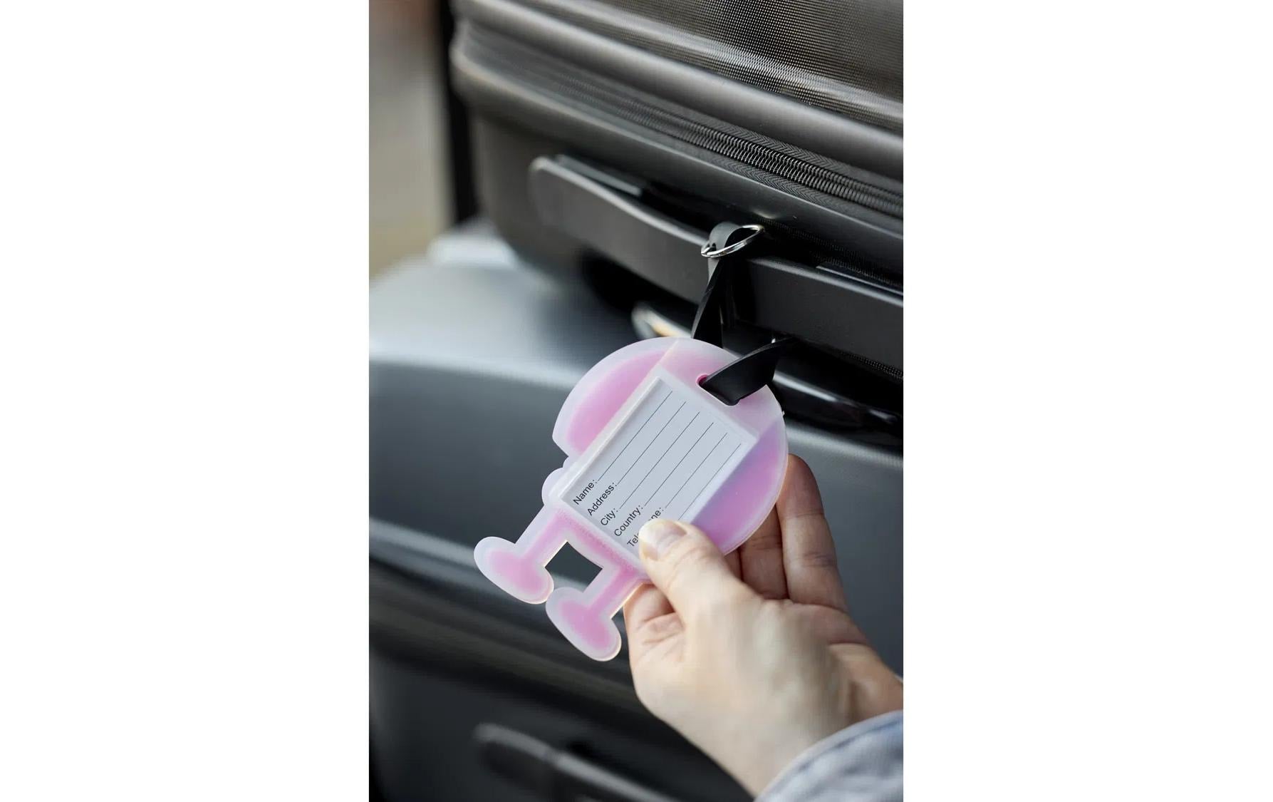 Hoptimist Gepäckanhänger – 80 × 105 mm – Pink – Silikon – 1 Stk.