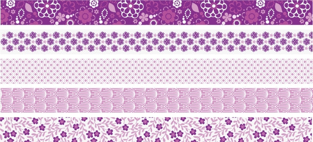 HEYDA Washi Tape, Blumen Mini, 12 mm × 3 m, Set mit 5 Rollen, Pink