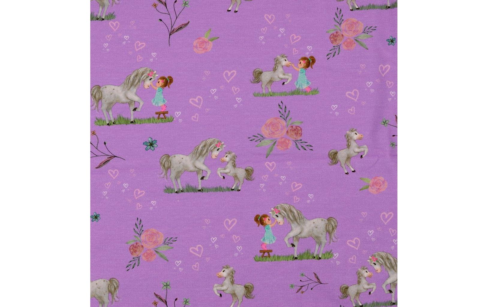 Stoffe Dekostoff, Jersey (Elasthan), Violett, 148 × 50 cm, Pferdemotiv