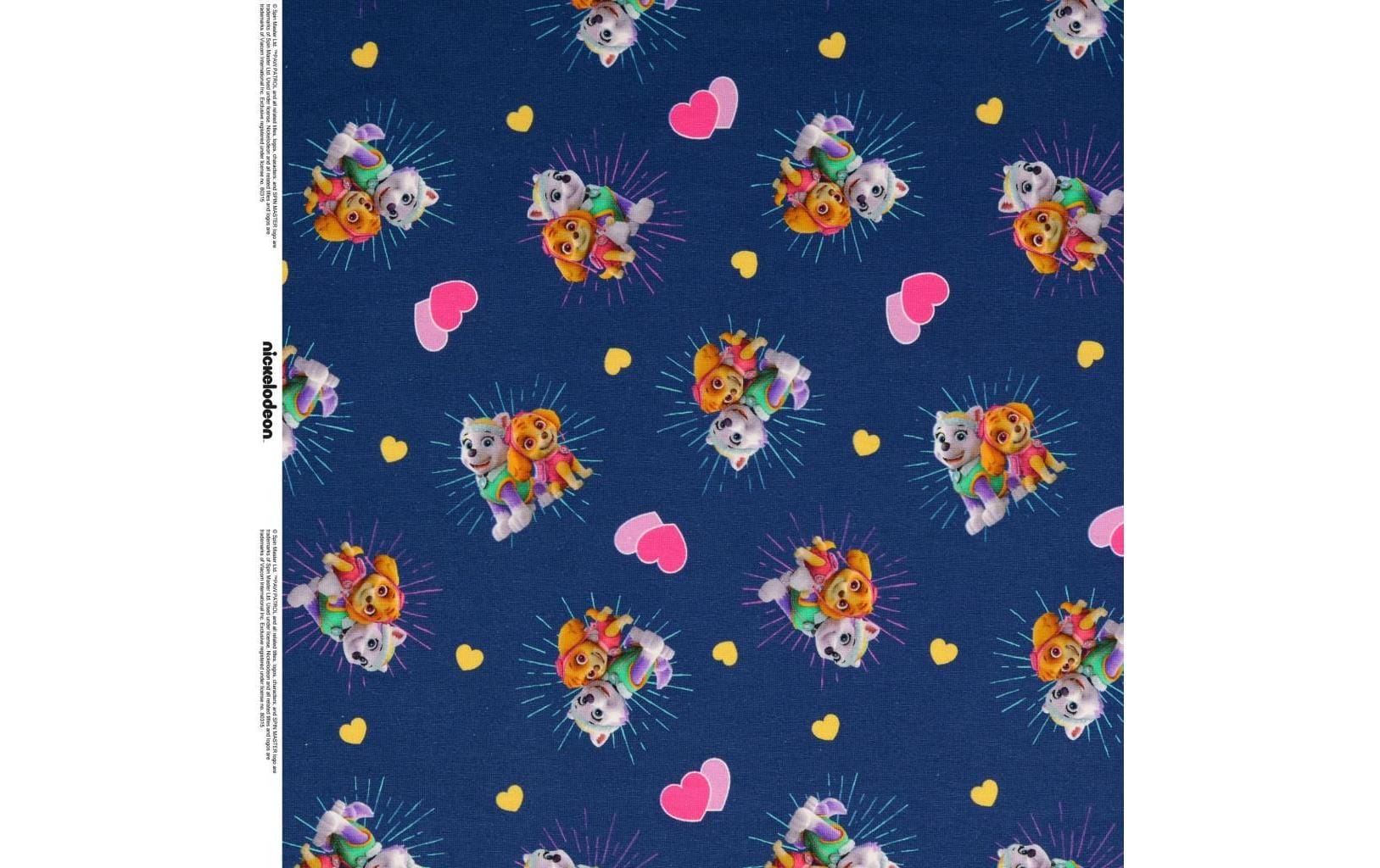 Stoffe Dekostoff, Jersey, Elasthan, Blau, 150 × 50 cm, Paw Patrol Herzen