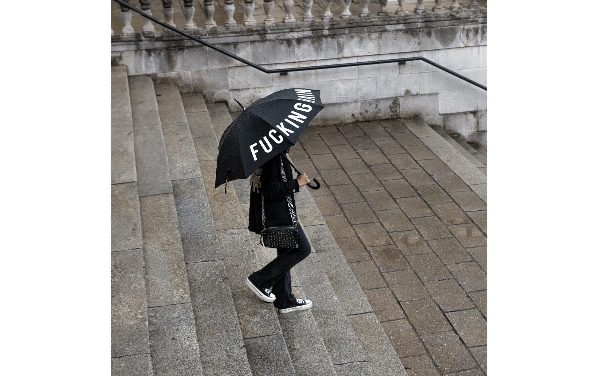 Trendform Taschenschirm Fucking Rain – Ø 6 cm, L 20 cm – schwarz