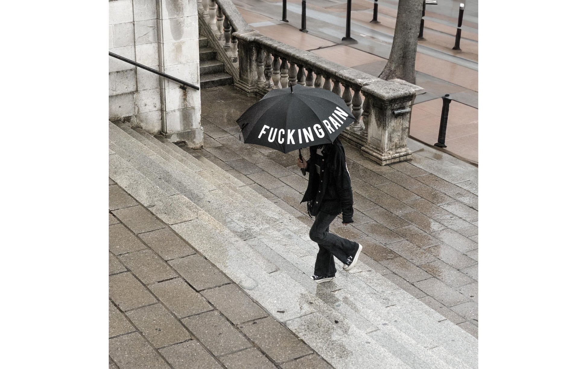 Trendform Taschenschirm Fucking Rain – Ø 6 cm, L 20 cm – schwarz