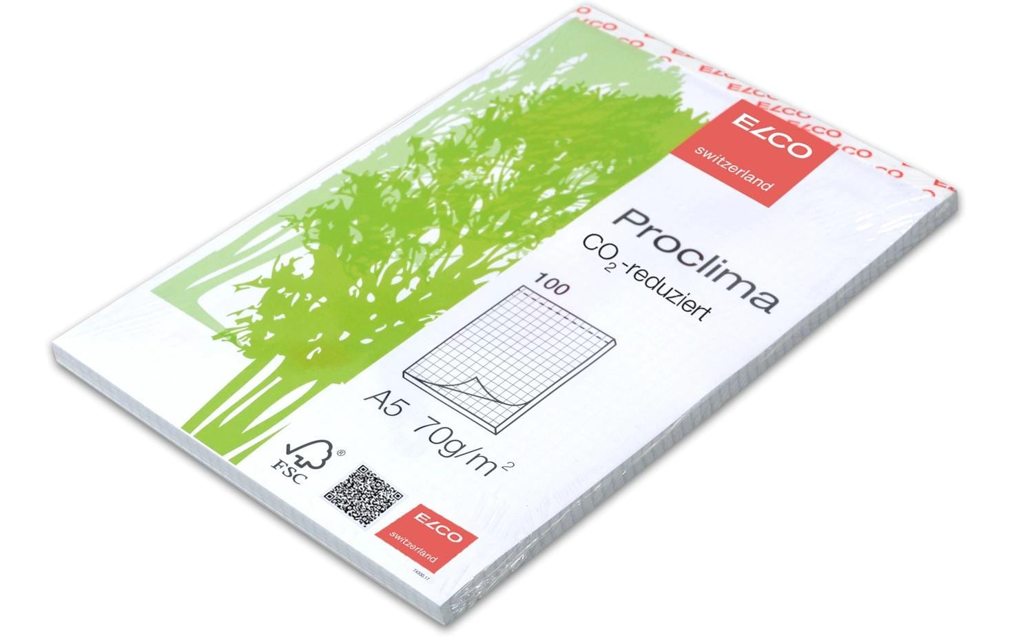Elco Notizblock – A5 – kariert 4 mm – 100 Blatt – 70 g/m², perforiert, weiss, FSC