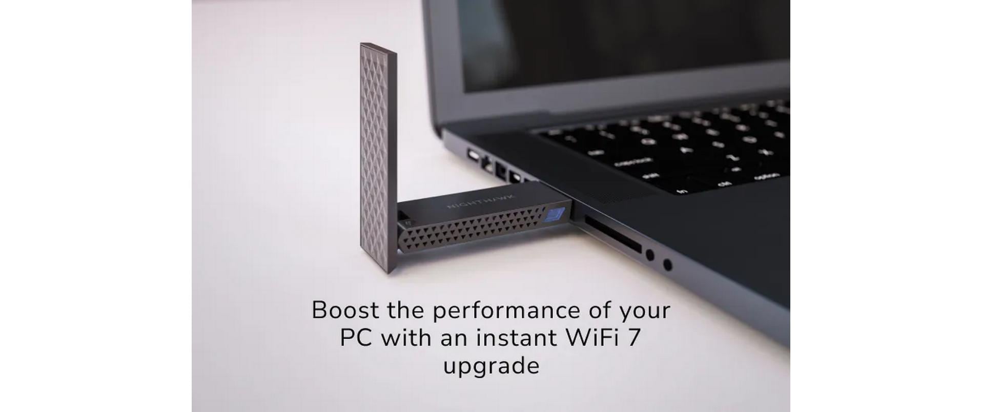 NETGEAR A9000 USB-WLAN-Adapter – Wi-Fi 7 (802.11be), Tri-Band, bis 688,29 Mbit/s – USB 3.2 Gen 1