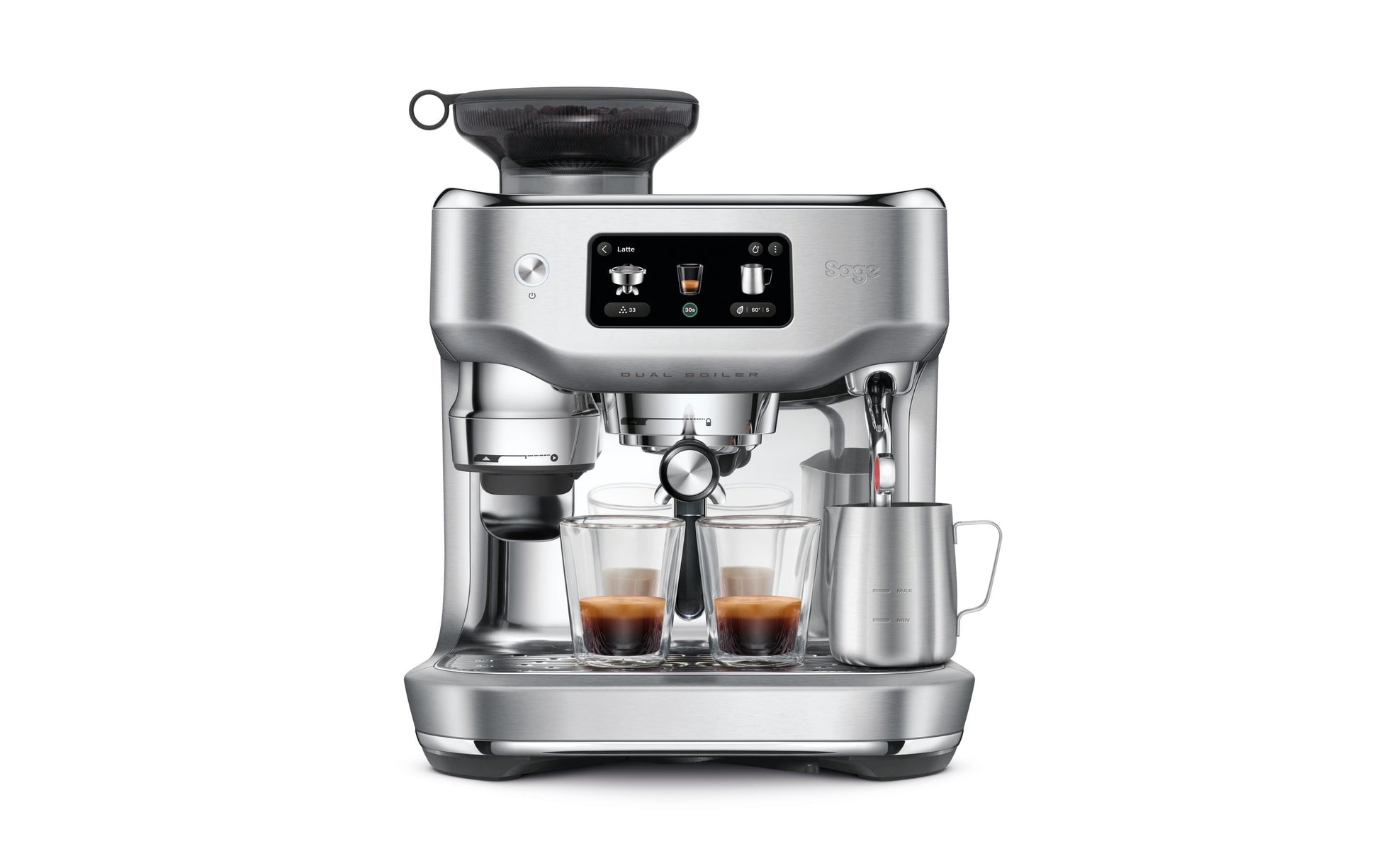 Sage Software Sage Oracle Dual Boiler Espressomaschine (Siebträger) – 9 bar, 2,3 l, Milchschaumdüse, 37,4 × 45,5 × 38,7 cm