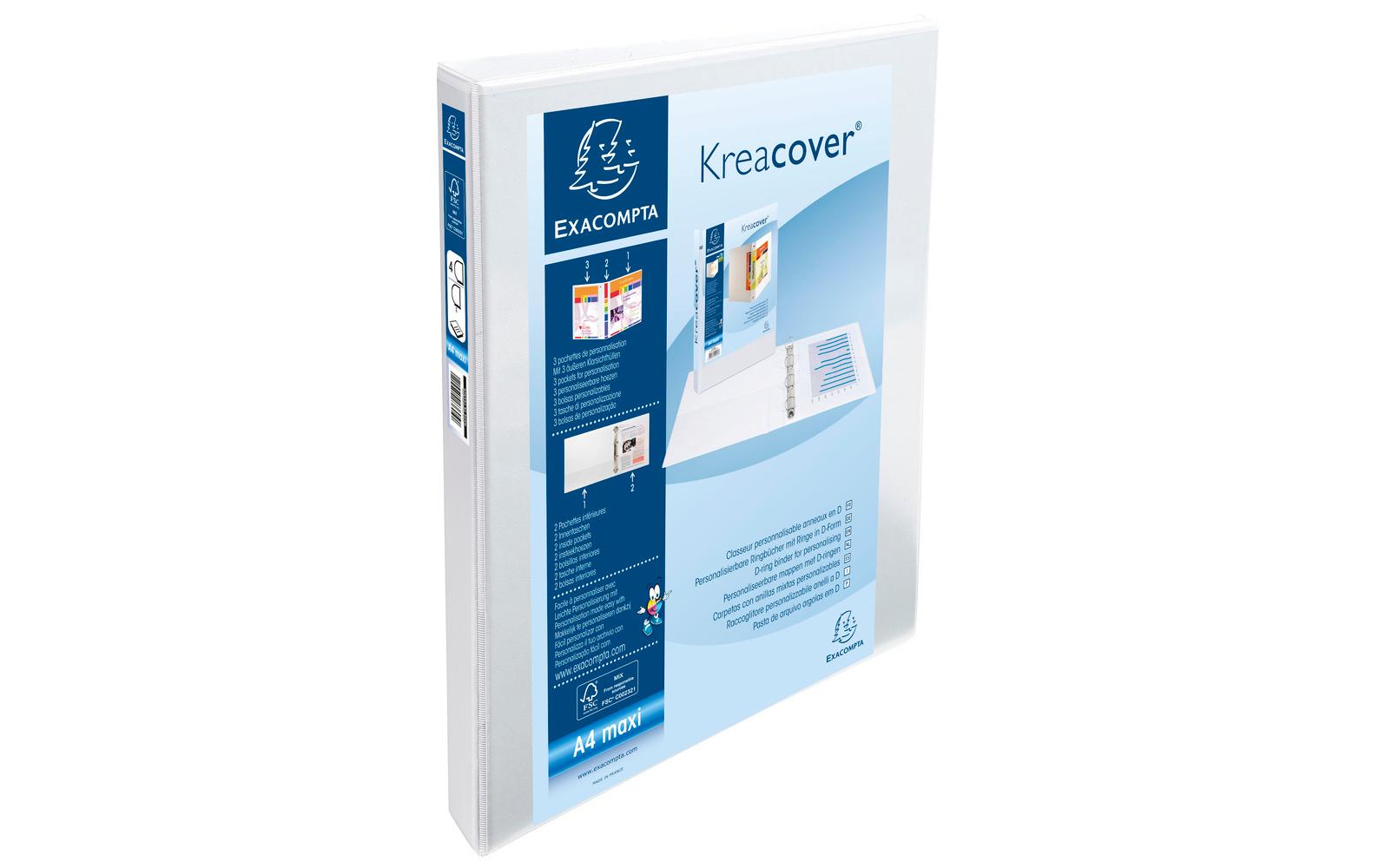 Exacompta Präsentationsringbuch – 4-Ring Ø 20 mm – für A4 – Rückenbreite 3,8 cm – Weiss