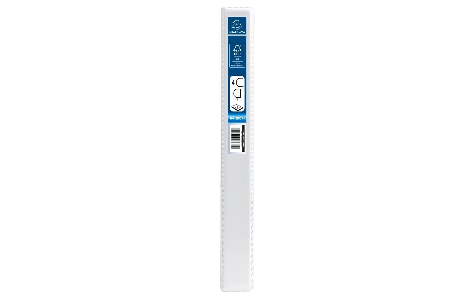 Exacompta Präsentationsringbuch – 4-Ring Ø 20 mm – für A4 – Rückenbreite 3,8 cm – Weiss