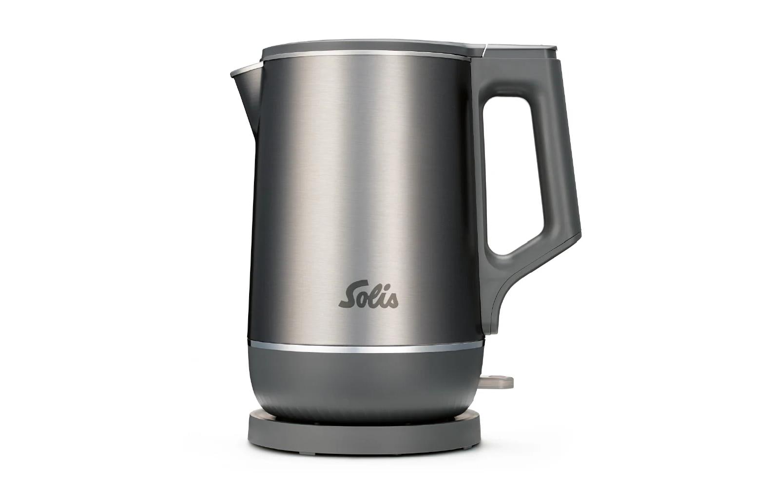 Solis Kettle 5520 – Wasserkocher 1,7 l, Edelstahl, Kalkfilter, silbergrau, 1800 W
