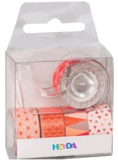 HEYDA Triangle Washi Tape – 12 mm × 3 m, Koralle, Papier, 5 Rollen