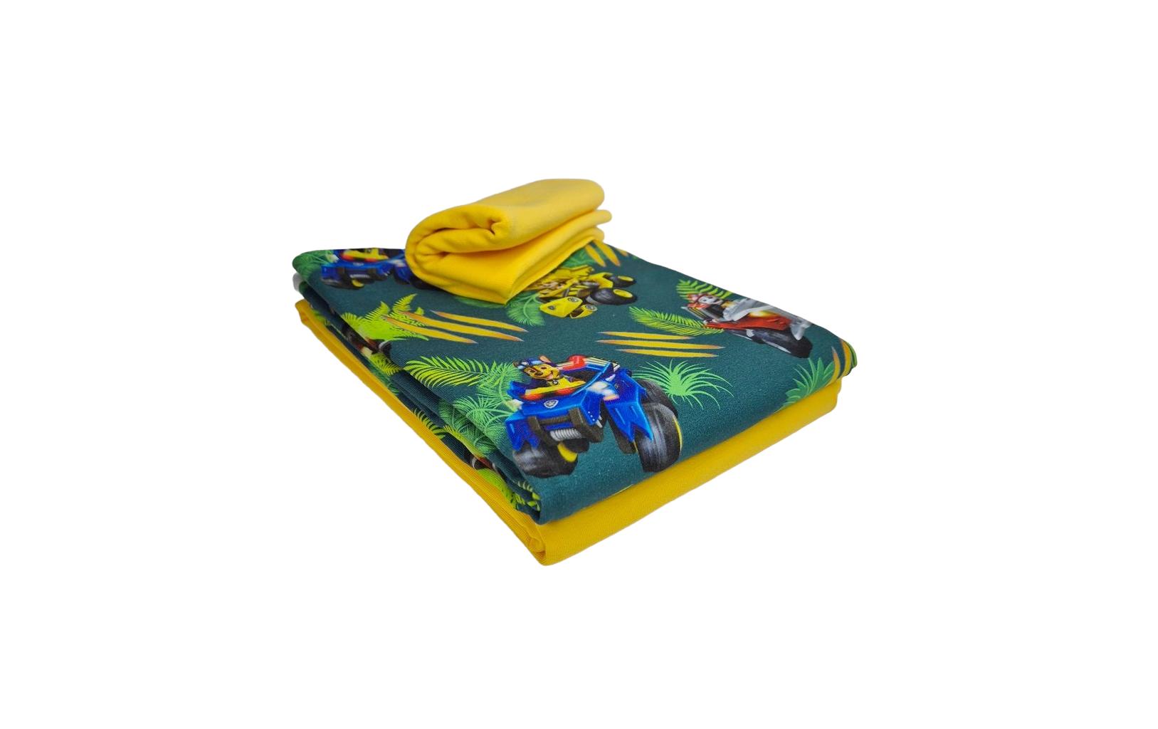 Stoffe Dekostoff, Jersey, Elasthan, Mehrfarbig, Gelb, 150 × 50 cm, Paw Patrol Dschungel