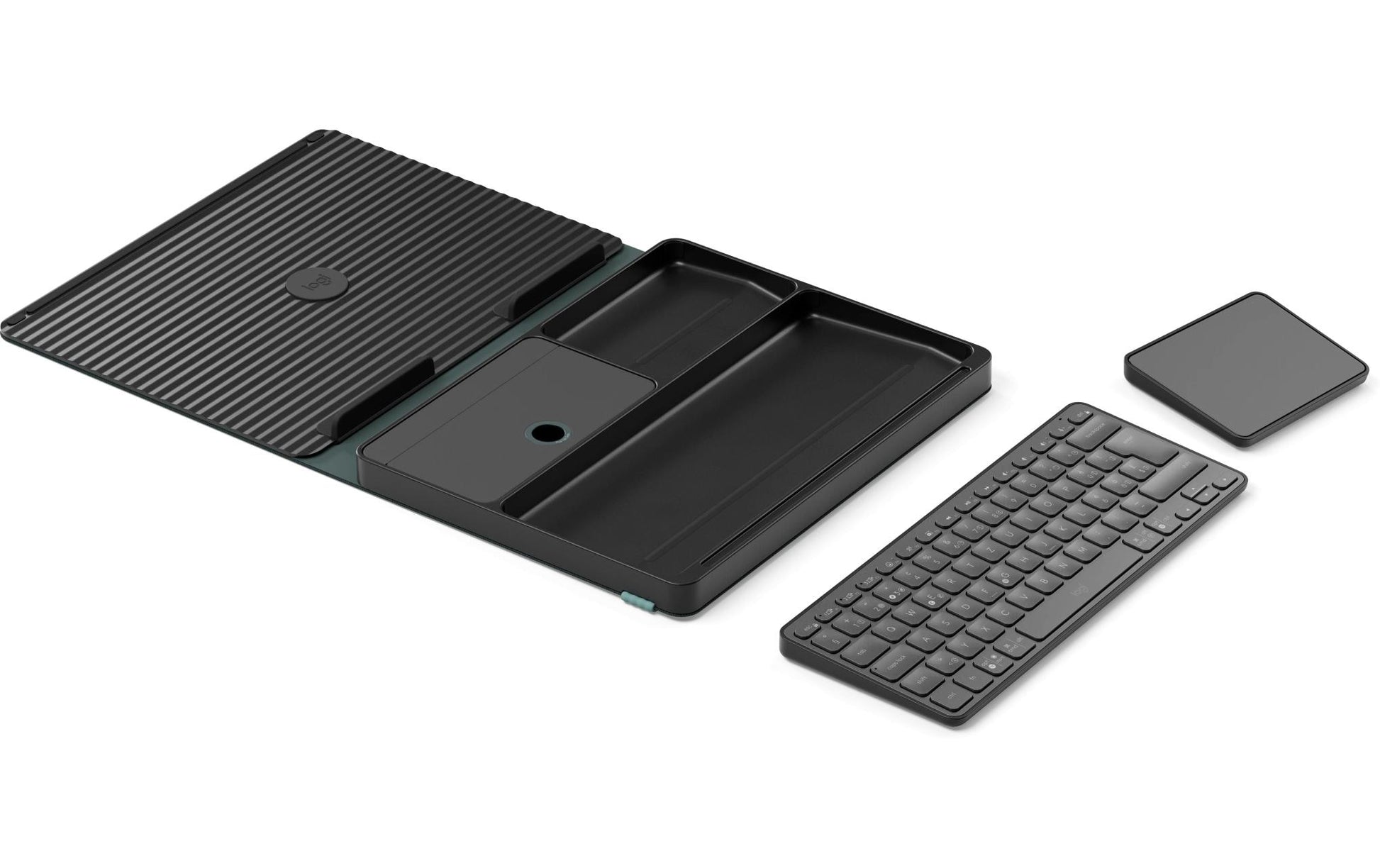 Logitech Pop-Up Desk Laptop-Ständer für Notebooks bis 17", Bluetooth, 7,5 kg Traglast – Grau