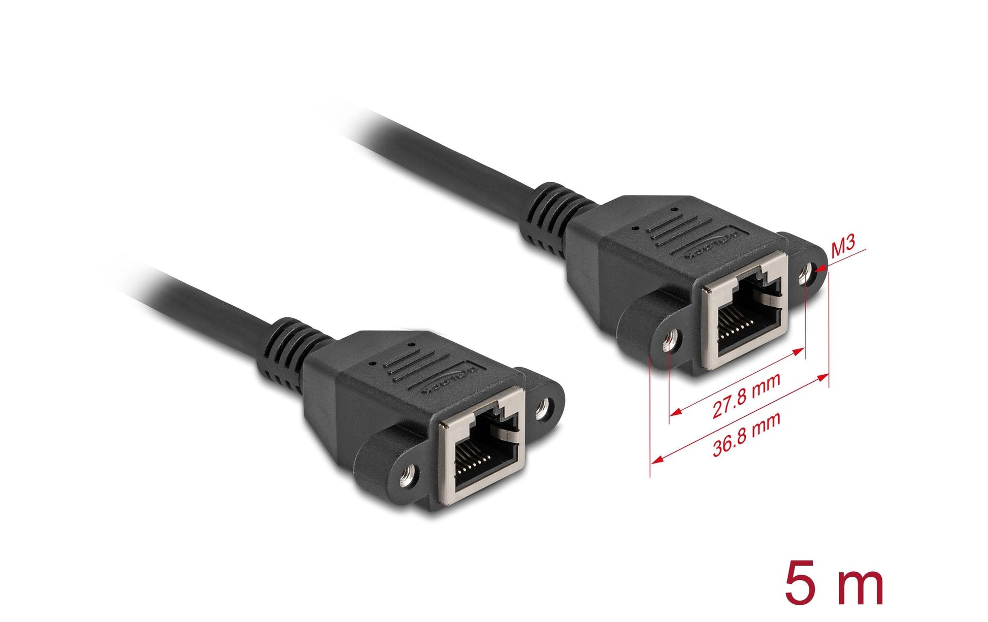 DeLOCK 90787 Patchkabel – Cat 6A S/FTP, 5 m, Buchse–Buchse RJ‑45, Schwarz