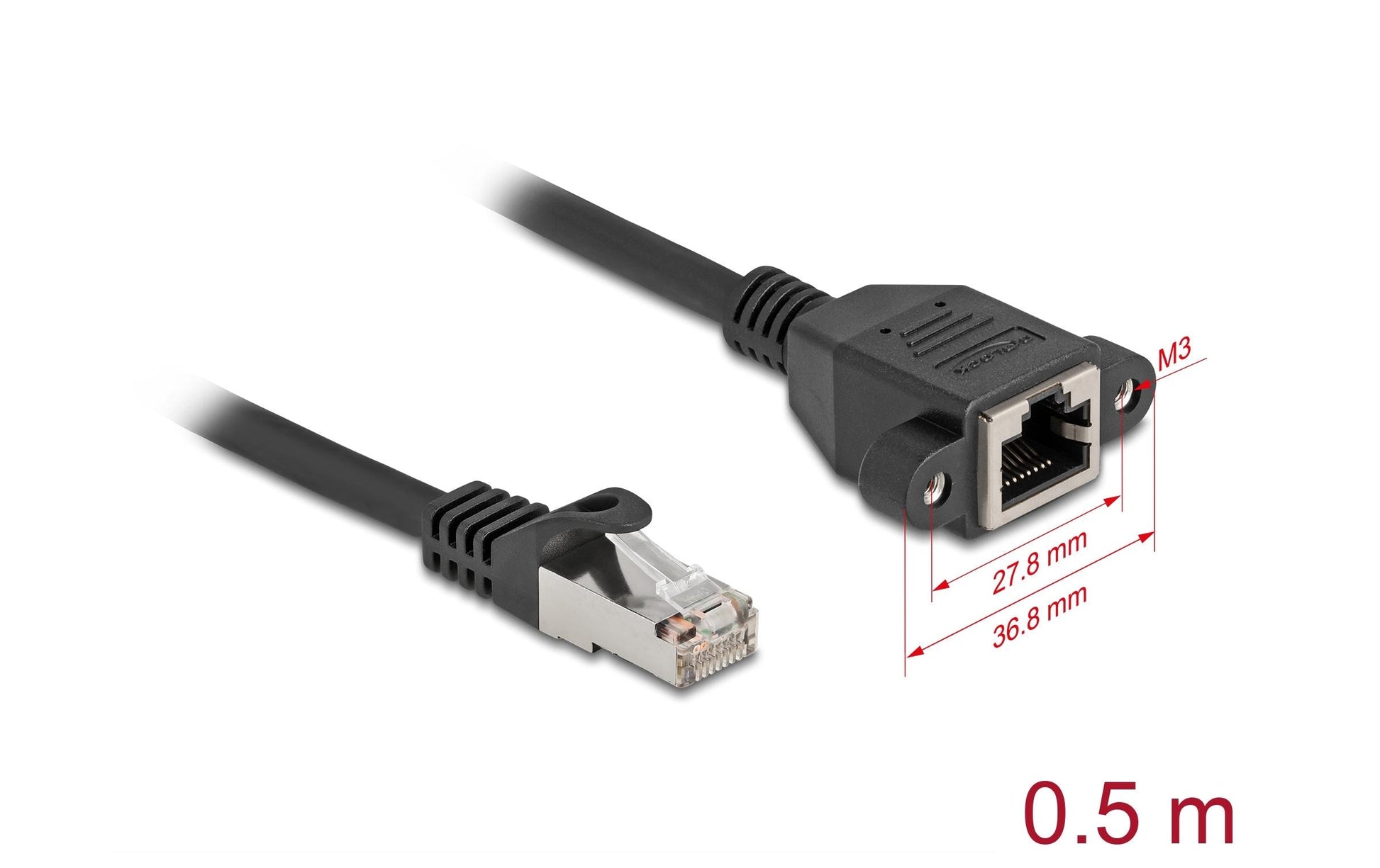 DeLOCK 90774 Patchkabel – Cat 6A S/FTP, 0,5 m, Schwarz, RJ-45