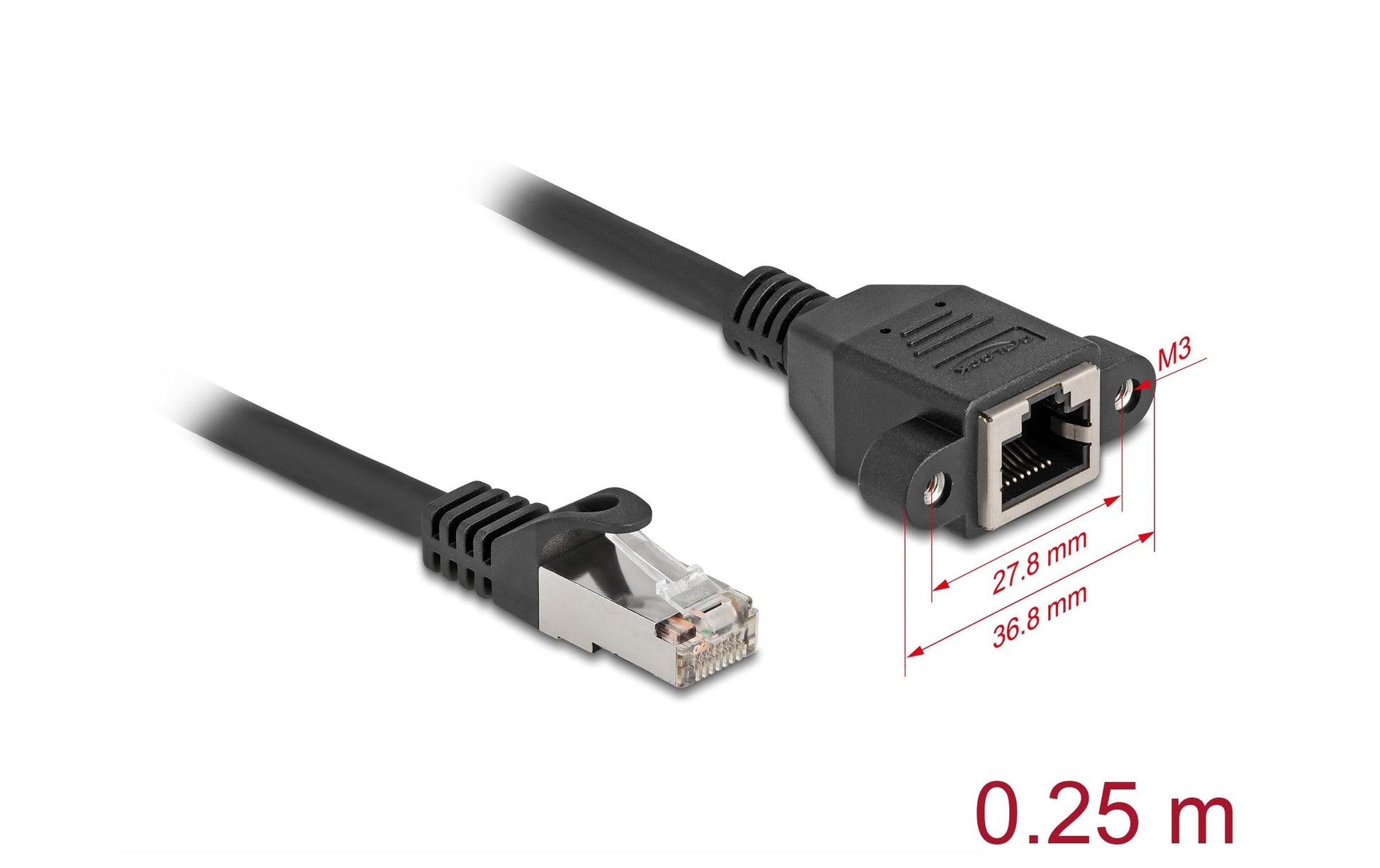 DeLOCK 90773 Patchkabel – Cat 6A S/FTP, 0,25 m, Schwarz, RJ‑45
