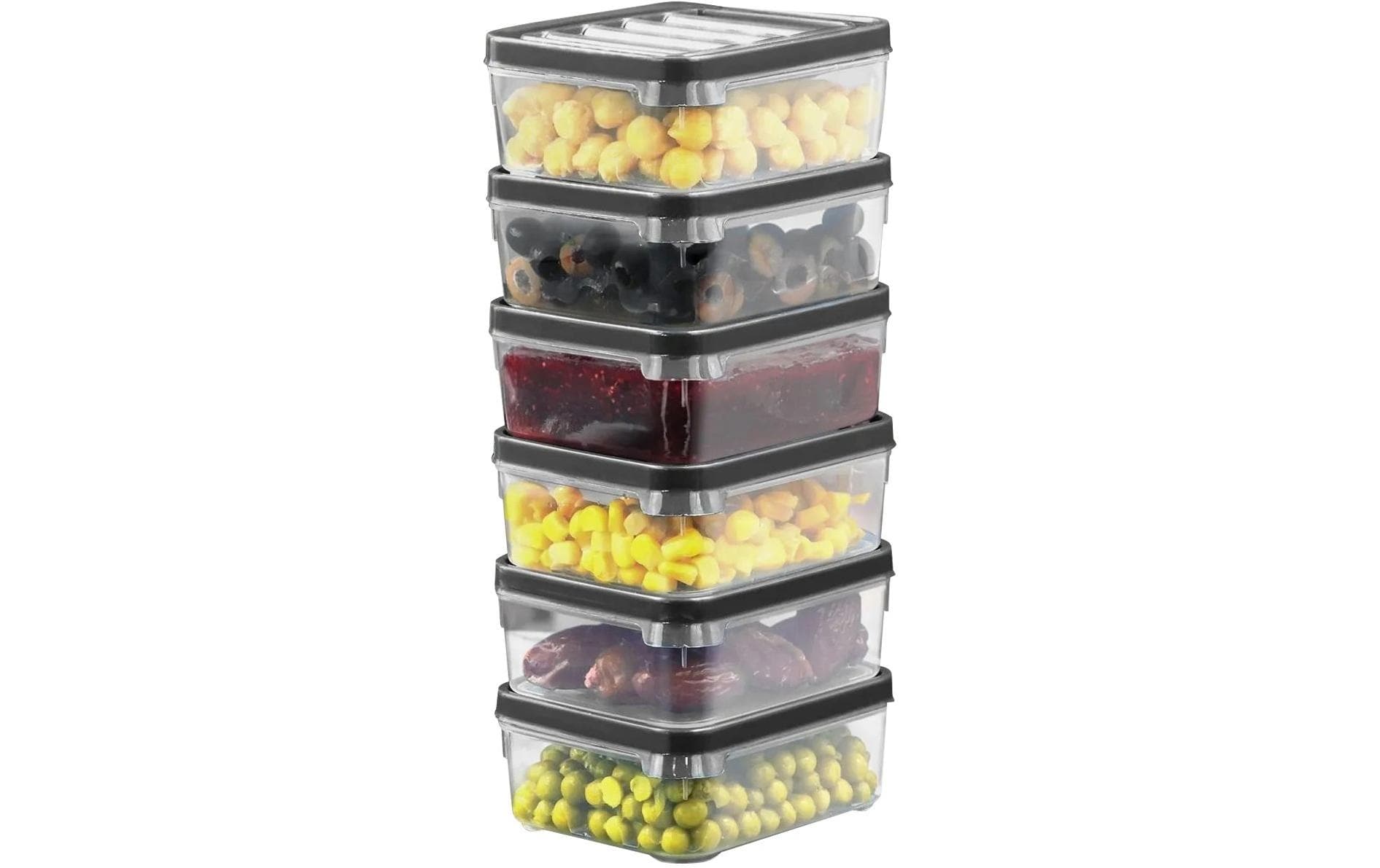 Hermia Vorratsdose 250 ml, 6-teilig, Kunststoff, Transparent, BPA-frei, Eckig, Stapelbar
