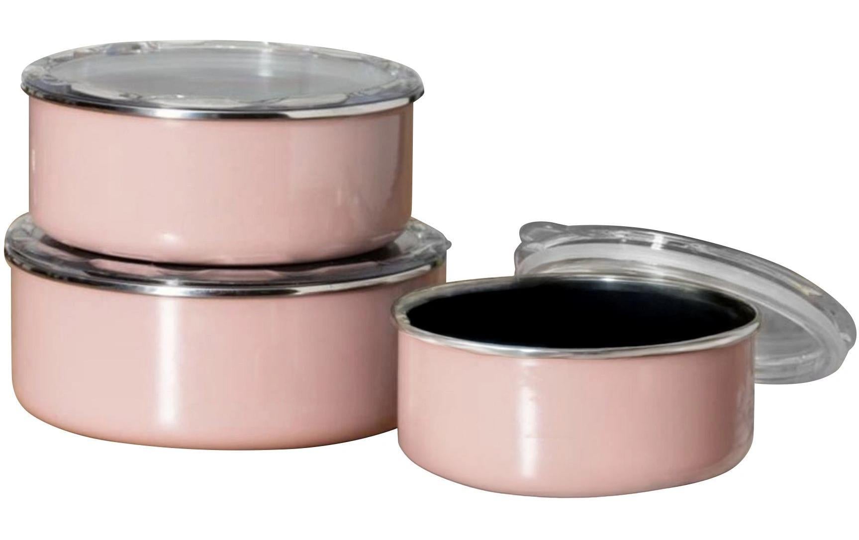 Hermia 3-teiliges Vorratsdosen-Set, 1,2 l, Emaille, Rosa