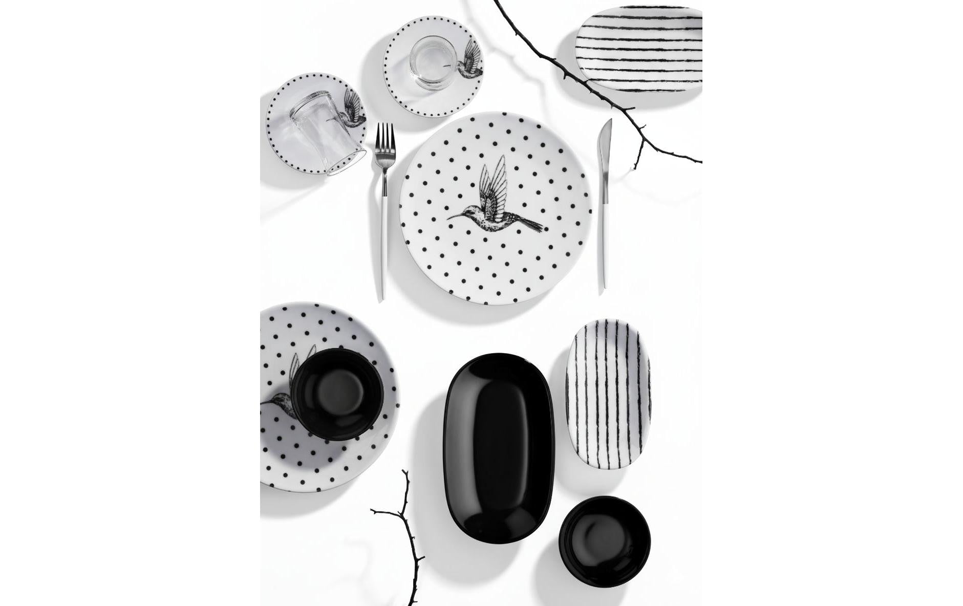 Hermia Frühstücks- & Dessertteller Set 19-teilig, Porzellan, Weiss
