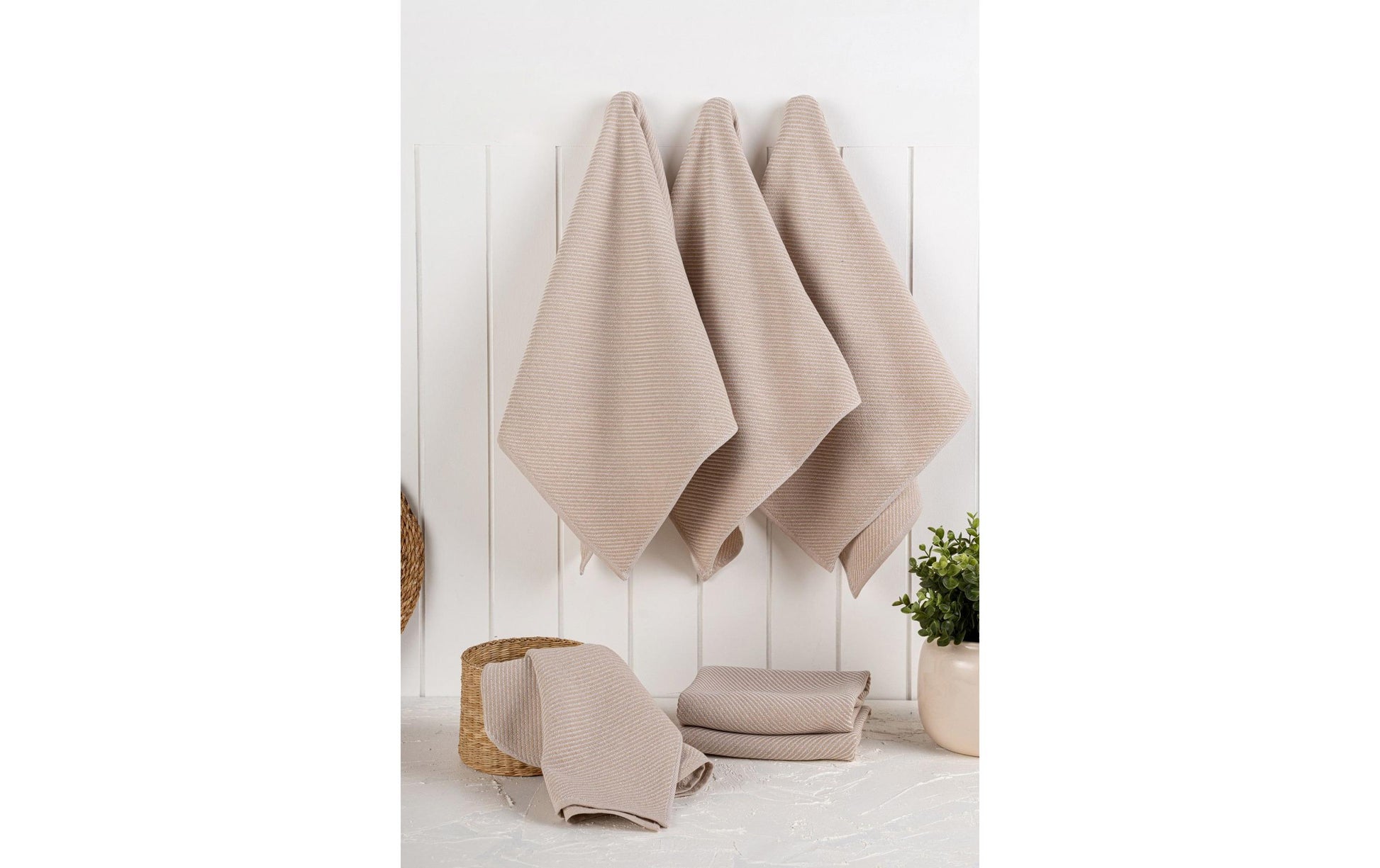 Hermia Geschirrtuch Eloise – beige – 43 × 76 cm – Polyester – 6er-Set