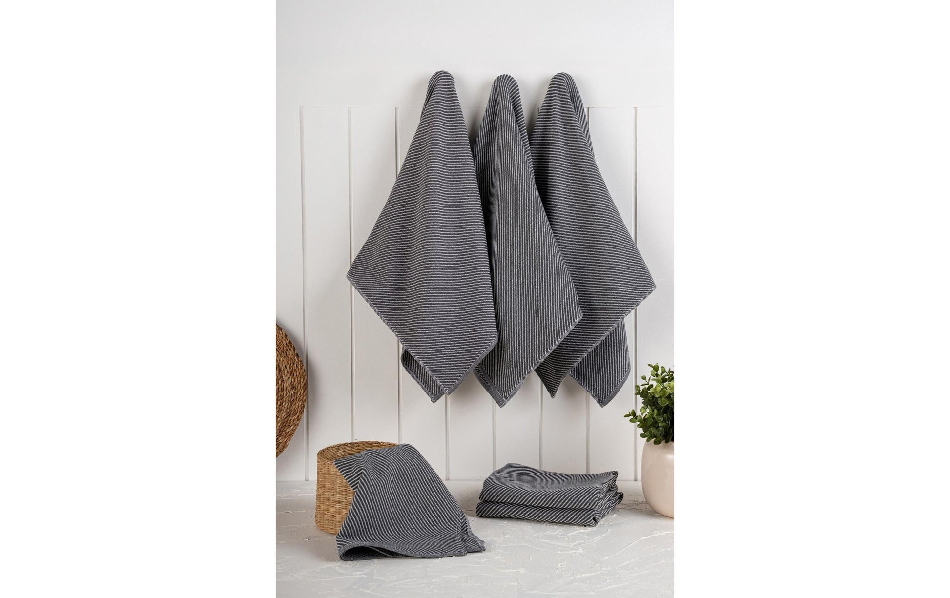 Hermia Geschirrtuch – Anthrazit – 43 × 76 cm – Baumwolle, Polyester – 6er-Set