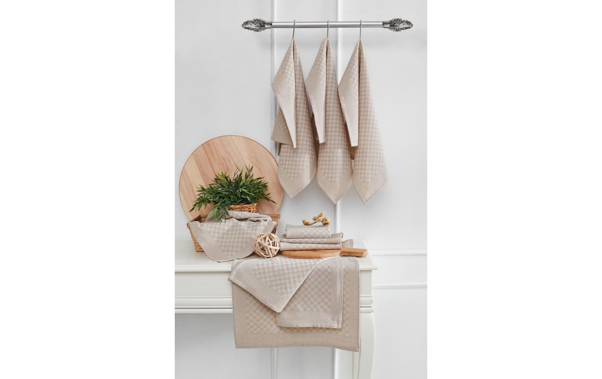 Hermia Geschirrtücher 10 Stk., 40 × 60 cm, Baumwolle/Polyester, creme