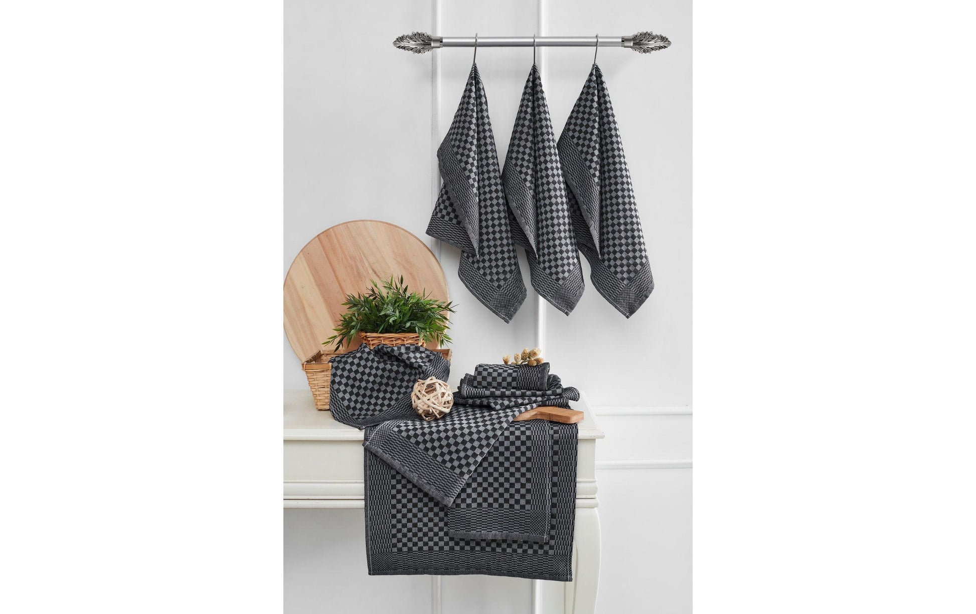 Hermia Geschirrtücher 10er-Set, 40 × 60 cm, Baumwolle/Polyester, Anthrazit