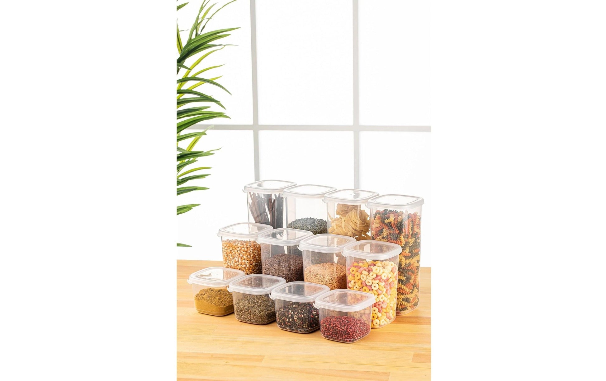 Hermia Vorratsdosen-Set 12-teilig, 4×550 ml, 4×1,2 l, 4×1,8 l, Kunststoff, Weiss