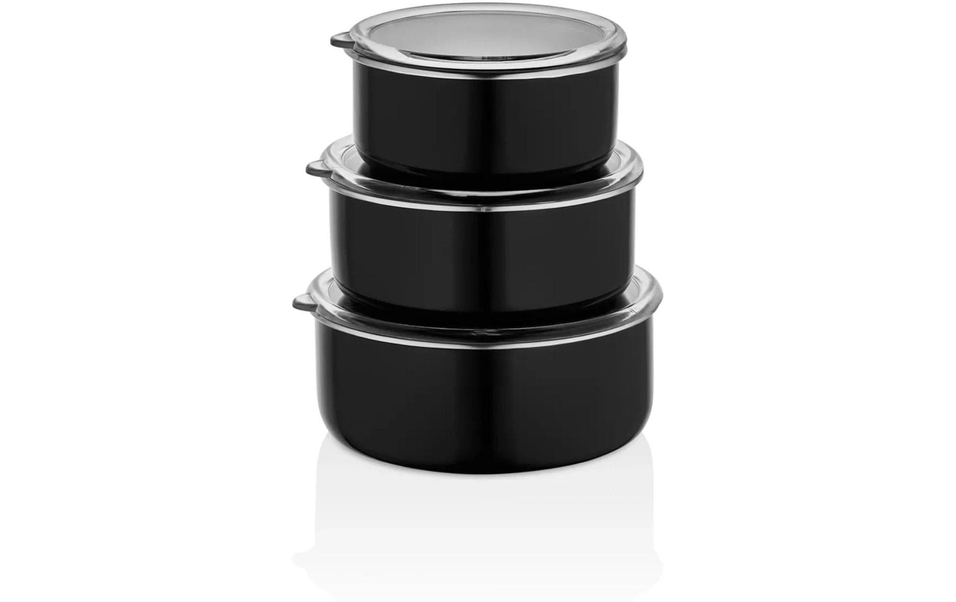 Hermia Vorratsdose 1,8 l, 3-teilig, Emaille, Schwarz