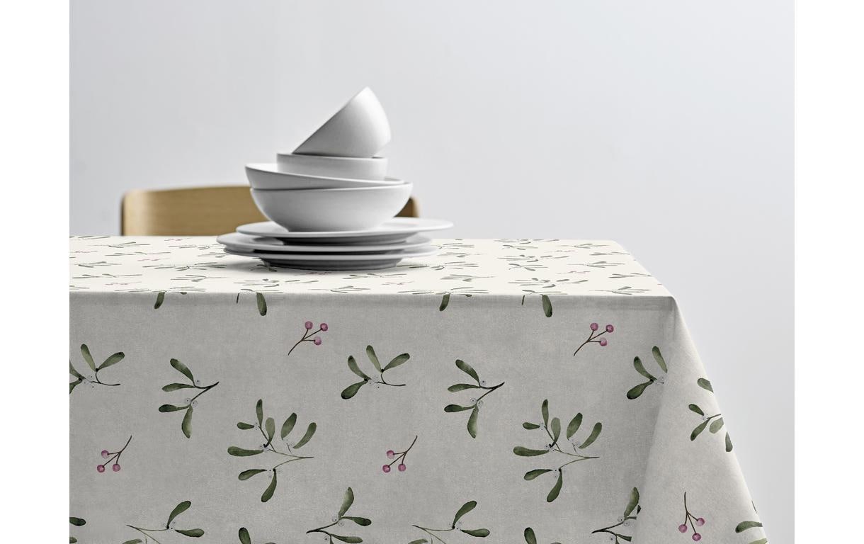 Södahl Tischdecke – 140×350 cm, Baumwolle, Natur, Mistletoe, OEKO-TEX