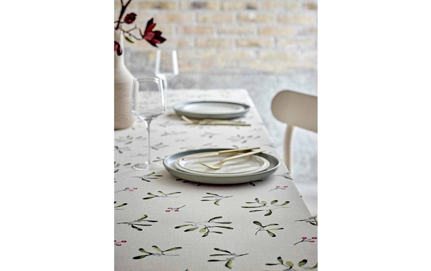 Södahl Tischdecke – 140×350 cm, Baumwolle, Natur, Mistletoe, OEKO-TEX