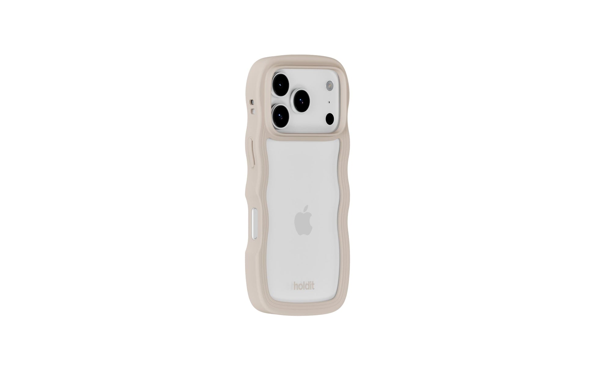 HoldIt Wavy Case – Backcover – für Apple iPhone 17 Pro, TPU, Beige/Transparent
