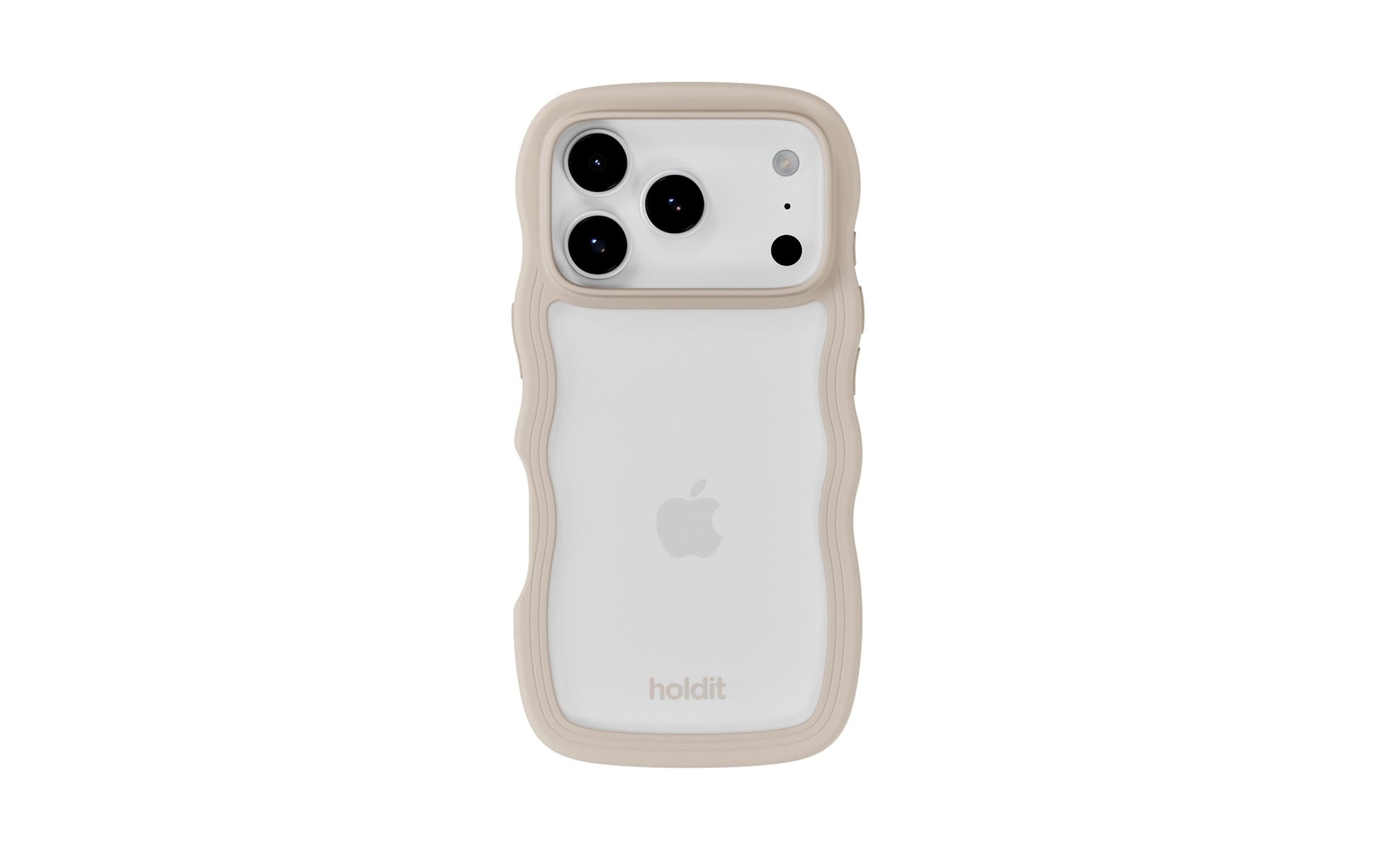 HoldIt Wavy Case – Backcover – für Apple iPhone 17 Pro, TPU, Beige/Transparent