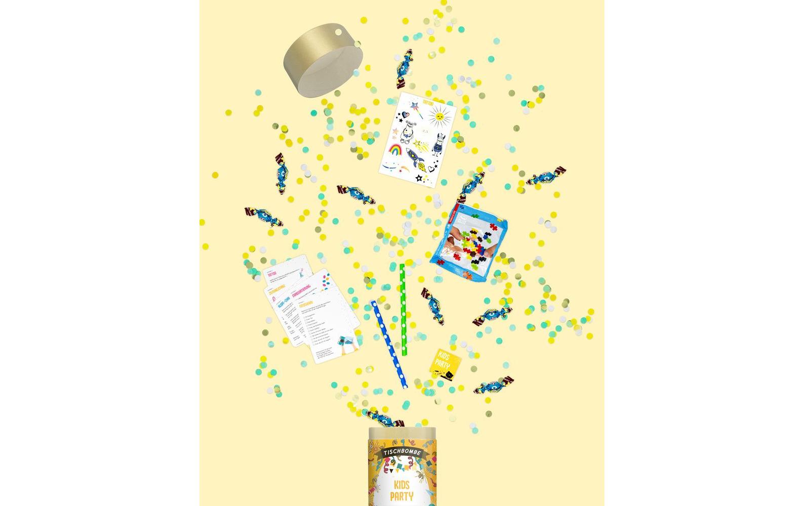 Artoz Konfettikanone Kids Party – Gold, mehrfarbig – Ø 11 cm × 29,7 cm – 1 Stk