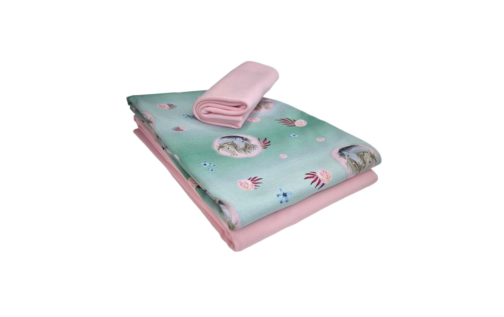 Stoffe Jersey-Stoff, Elasthan, Pferd, Mint, 150 × 50 cm
