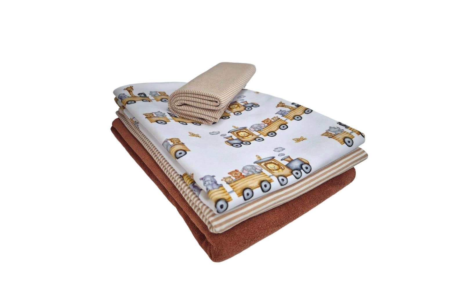 Stoffe Dekostoff, Jersey (Elasthan), Tiere Zug, Beige, 150 × 50 cm, 3 × 0,5 m