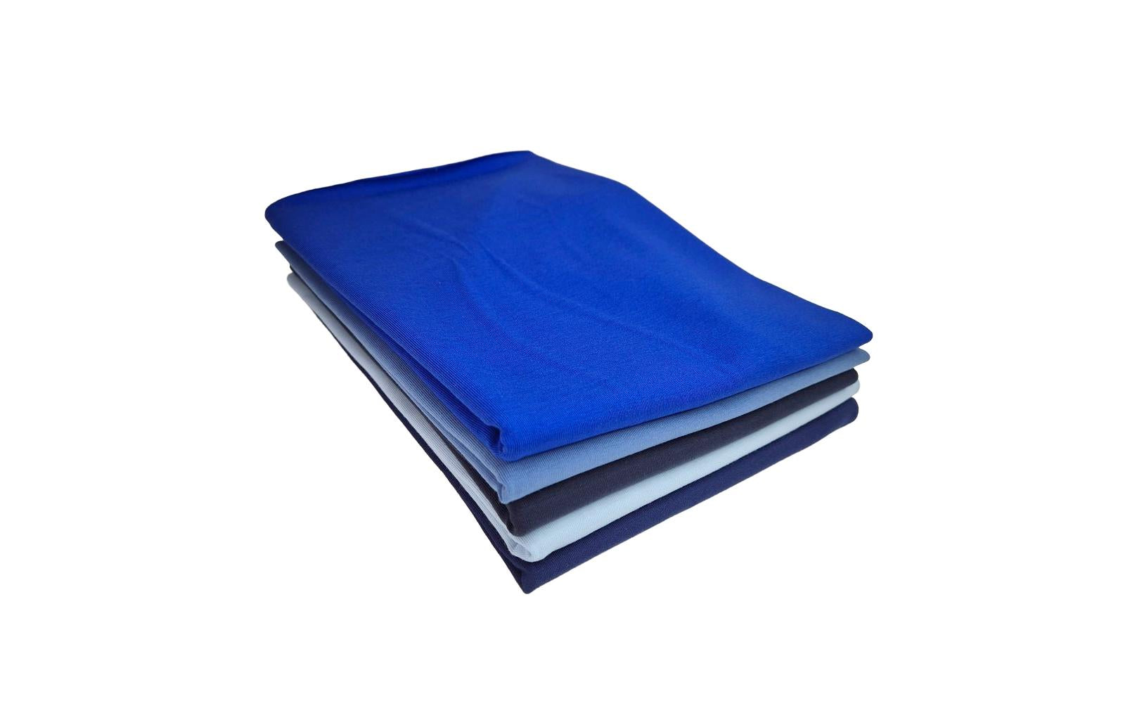 Stoffe Stoff-Set Jersey 148 cm × 0,5 m – Elasthan, Blau, 5 Stück