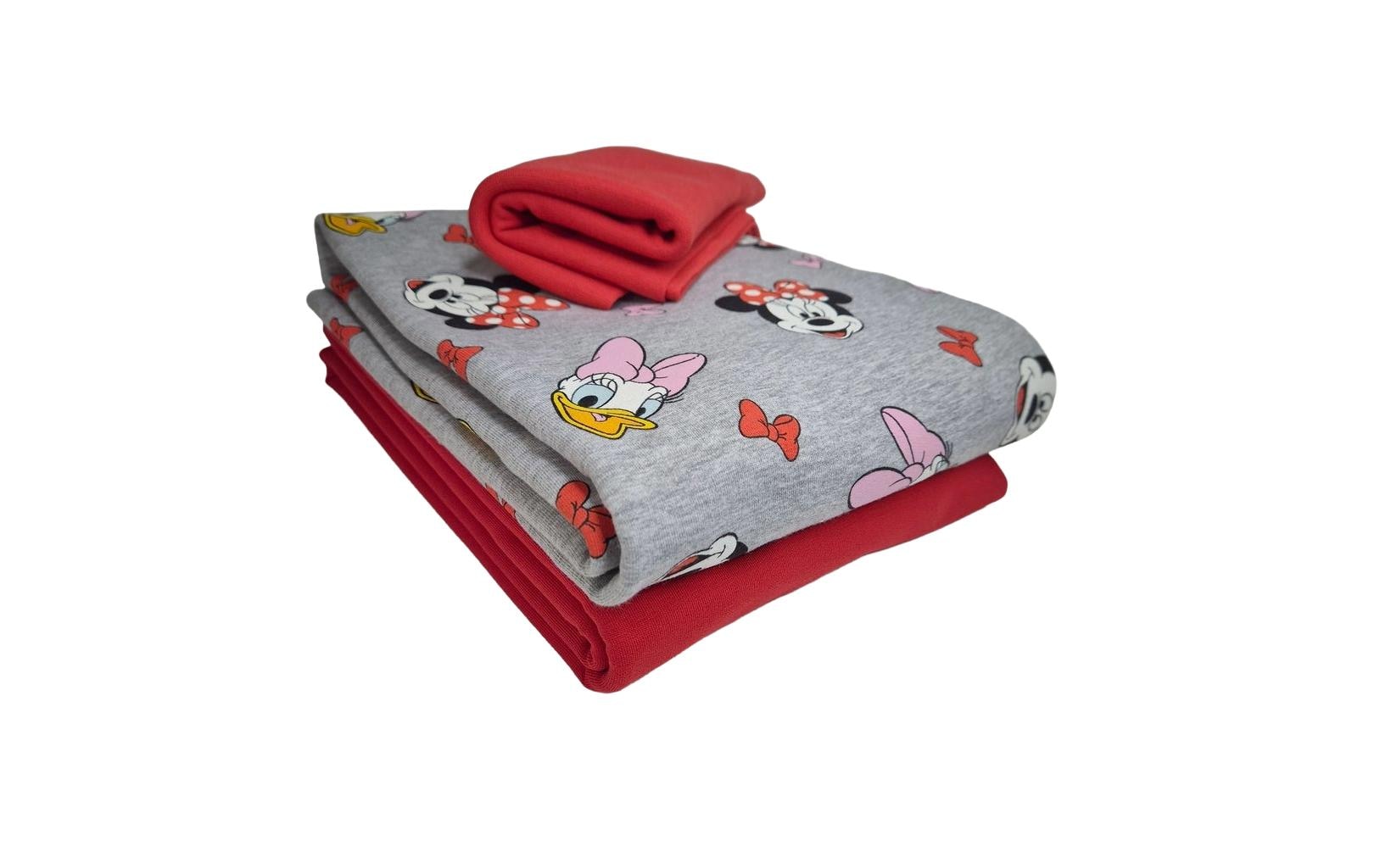 Stoffe Dekostoff, French Terry, Elasthan, Minnie Mouse, Mehrfarbig, 150 × 100 cm