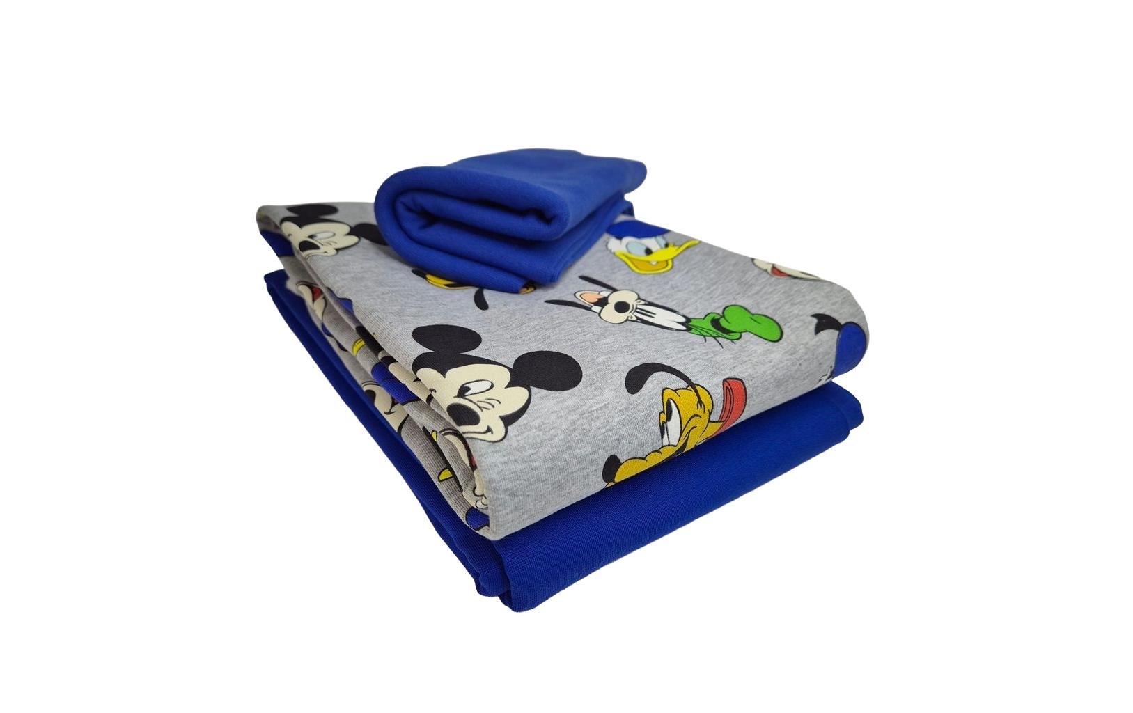 Stoffe Dekostoff – French Terry (Elasthan), Blau, 150 × 100 cm, Mickey Mouse